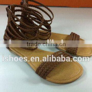 Women 2016 New Design Roman Styels Summer Solid Ankle Sandals