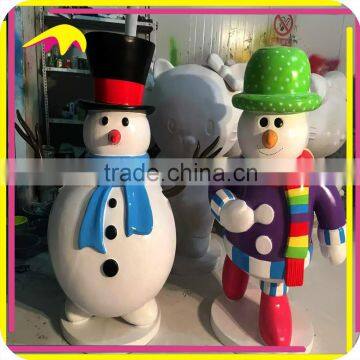 KANO6153 Outdoor Colorful Snowman Sculpture Fiberglass Mascot