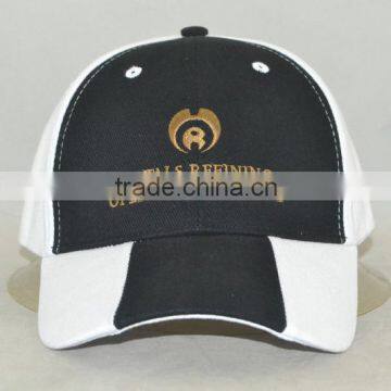 Guangzhou hat factory professional custom / / embroidery logo / 100% cotton/black and white baseball caps