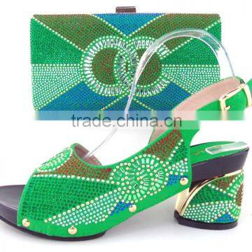 Colorful design bags mix middle heel sandals shoes and bags to match