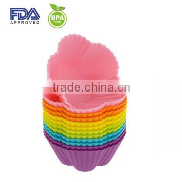 Food grade bakeware heart shape silicone cupcake cups