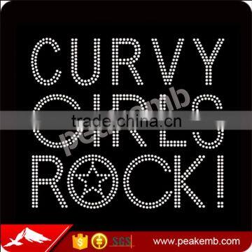 Crystal Curvy Girls Rock Korean Rhinestone Transfers Iron On Garments