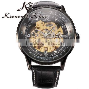 KS Steel Transparent Skeleton Automatic Men Mechanical Watch