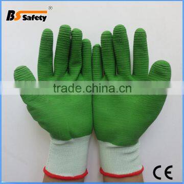 BSSAFETY green crinkle latex palm coated building work glove