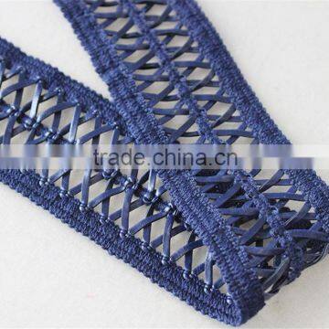 5.5cm Navy Rubber Guipure Braid Ribbon Embroidery Lace Trim