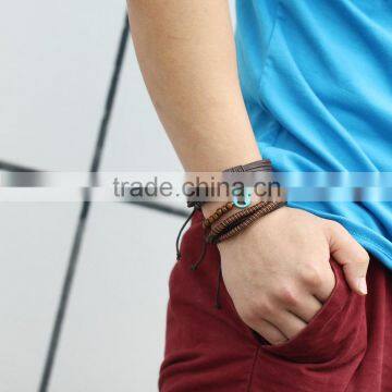 Wholesale online shop hot sale amazon the man's multilayer jewelry wood bead bangle anchor bracelet