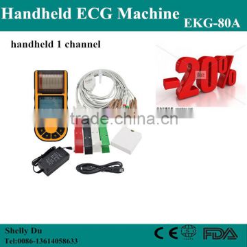 CE&ISO Certification Single Channel Handheld Human Use Electrocardiograph ECG Machine EKG Machine Price EKG-80V-Shelly