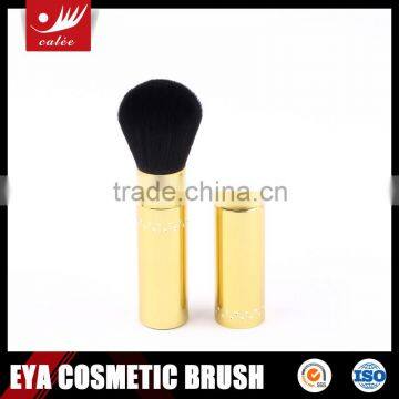 Synthetic Hair Yellow Color Retractable Makeup Brush with Decorated Handle