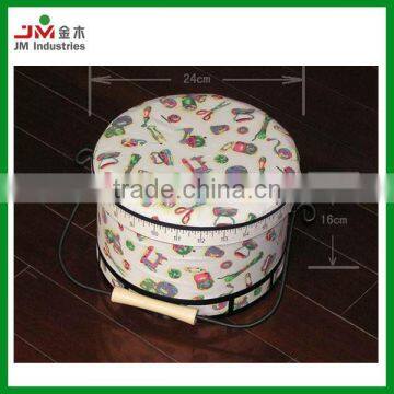 Hardboard Round Sewing Box with handle