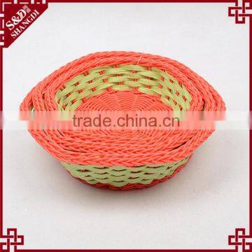 Cheap bright colors plastic wicker woven fancy baskets