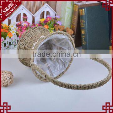 Wholesale Planter With Plastic Liner Seagrass Handmade Flower Girl Basket photo-2