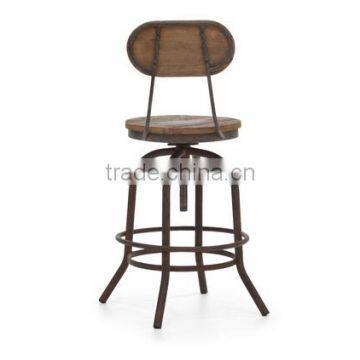 Industrial Rustic Wood Metal Counter Chair photo-4