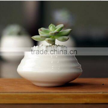 Attractive desktop decor mini white glazed ceramic planters