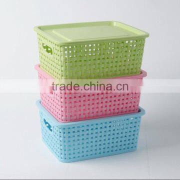 Vivinature plastic rattan storage basket with cover