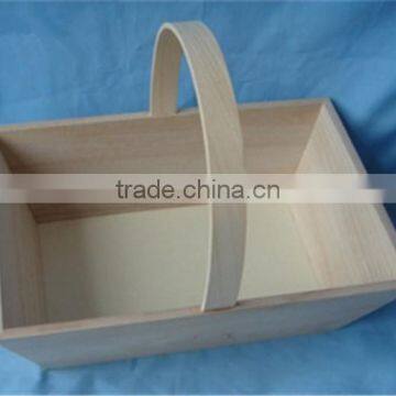 Natural Unfinished Wooden Kitchen Vegetable Storage Baskets With Handle photo-4