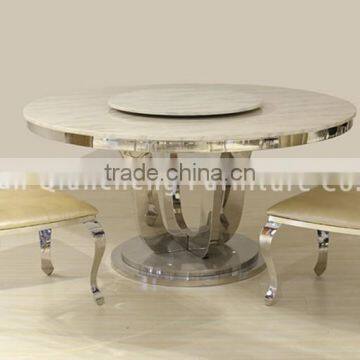 Marble Round Dining Table for 6 People With Lazy Susan Hotel Furniture photo-5