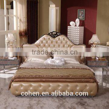 Foshan King Size Genuine Leather Hotel Set / Bedroom Furniture Bed photo-2