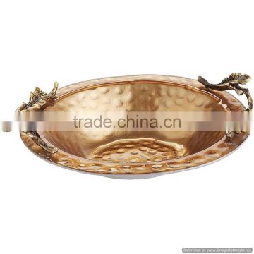 copper plated hammered fancy design metal bowl