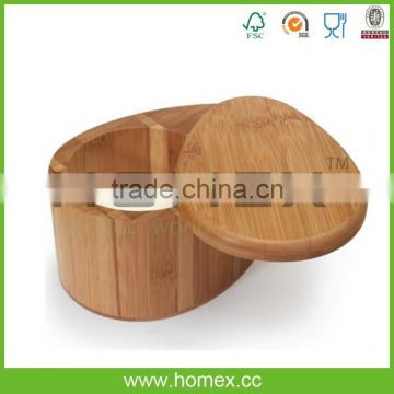 Eco-friendly bamboo swivel top salt box/ HOMEX - FSC,BSCI