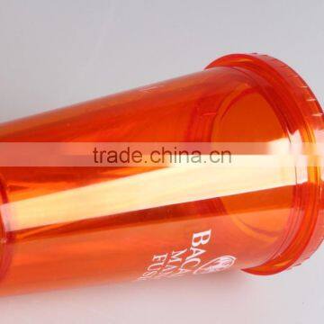 RED Double Wall 16oz Plastic Tumbler With Lid and Straw photo-2