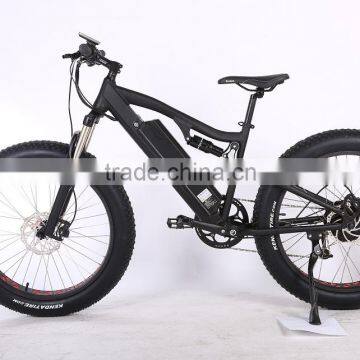 New arrival 26 inch 48V full suspension fat tire electric mountain bike with hidden battery