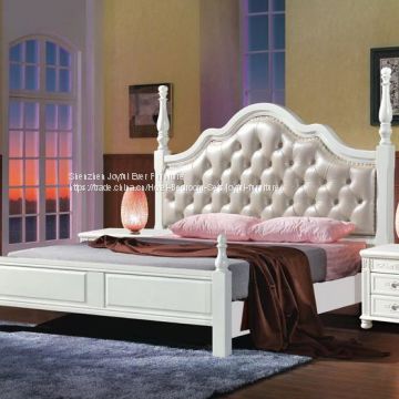 High end Thailand Rubber wooden furniture Real cc upholstered Headboard Double bed