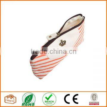 Canvas Navy Style Pen Pencil Case Cellphone Coin Cosmetic Makeup Bag Pouch Purse,Orange photo-3