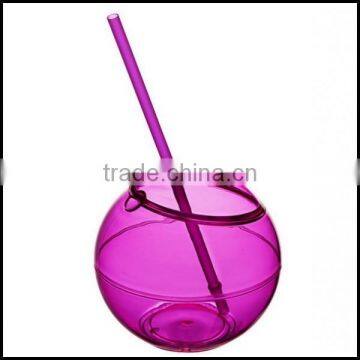580ml Purple Plastic Party Beaker Tumbler & Straw Cups Cocktail Juice Cup Ball Bowl photo-2