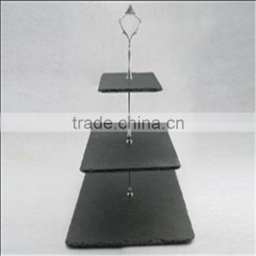 Hot Sell Made by Natural Stone Squareblack Slate Cheese Plate photo-2