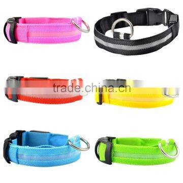 6 Colors S M L L Size LED Light Up Dog Pet Night Safety Bright Flashing Adjustable Nylon Collar