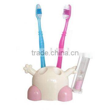 Toothbrush holder with sand timer (rose pink color)