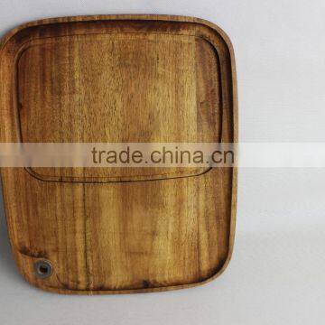 Cheap Acacia Wood Plate Serving Fruit Plate Wooden Steak Plate
