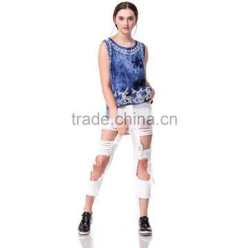 Domin Fashion Latest Embroidery Ladies Tank Tops photo-3