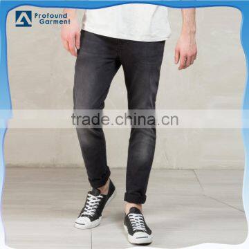 fashion slim fit solid color men's jeans black with a low waist