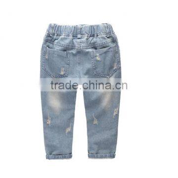 Boy New Model Pants Jeans 2017 Pure Color Hole in Leggings photo-3