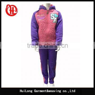 OEM garment Pu fleece hood apparel girls sets clothing