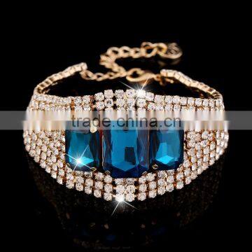 Top Quality Fashion Ruby Stone Crystal Jewelry Big Crystal Link Bangle Bracelet for Anniversary photo-3