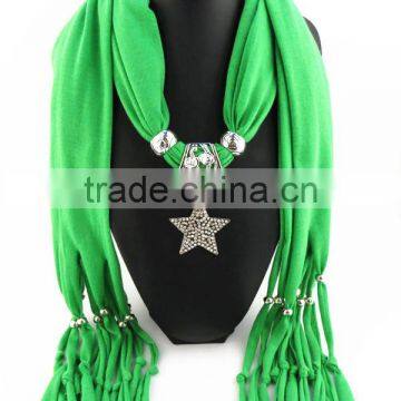 High End Handmade Crystal Five Point Star Pendant Collar Scarves Elegant Black Wrap Scarves Winter Warm Jewelry Scarves