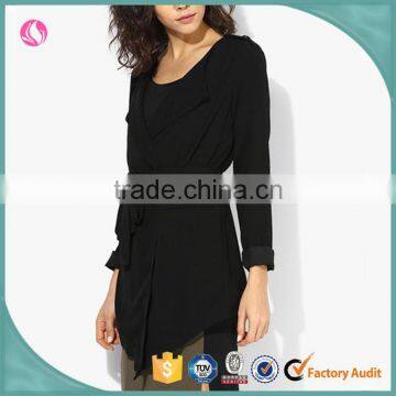 Custom Wholesale Elegant Woman Long Jacket Black Parka Women Winter Coats Latest Apparel photo-3