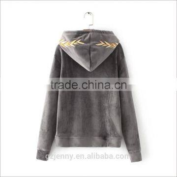 2017 Chinese Wholesale Custom Competitive Price Casual Zip Velvet Tracksuit photo-4