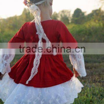 the Latest Style Wholesale Girls Boutique Dresses Red Lace Dress photo-4