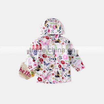 S60607B Kids Girl Autumn Coat Children Print Hooded Jacket Outerwear photo-2