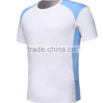 Polyester Short Sleeve Gym Quick Dry Stringer Blue White T-shirt photo-3
