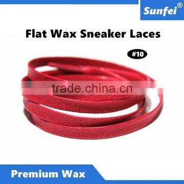 High Top Premium Custom Waxed Flat Sneakers Laces for Ankle Boots - Best Wax Shoes Laces for Cemented Sport Shoes - Red