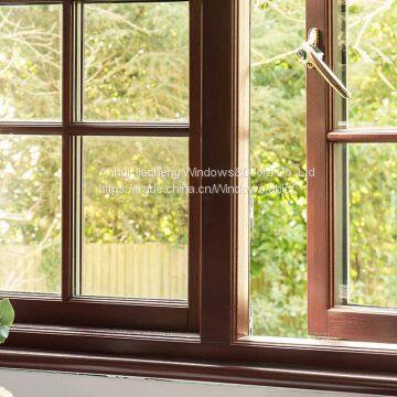 Double glazed wood grain PVC casement window
