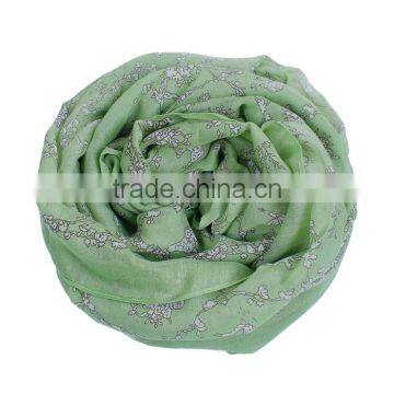 Voile Scarves & Wraps Rectangle White & Green Animal Lady Scarf photo-3