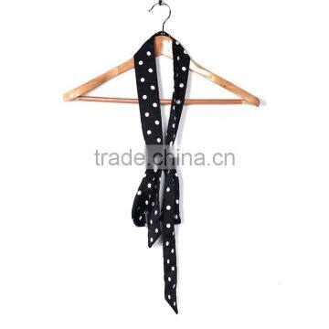 Chiffon Multifunction Skinny Scarf Black White Dot Choker