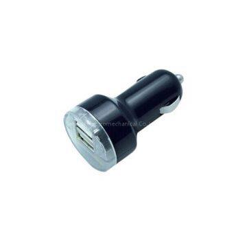 Car universal charger, dual USB outlet, blue LED ring indicator