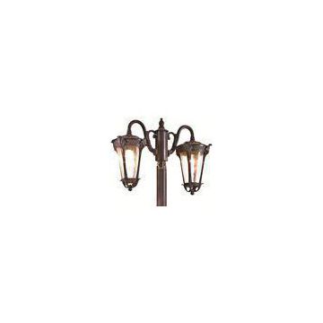 Brown Traditional Outdoor Lighting Double Arms Pole Lamps For Garden Decor