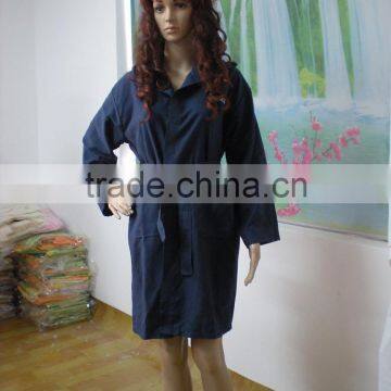 Navy sueded woven microfiber sport bathrobe/lounge robe